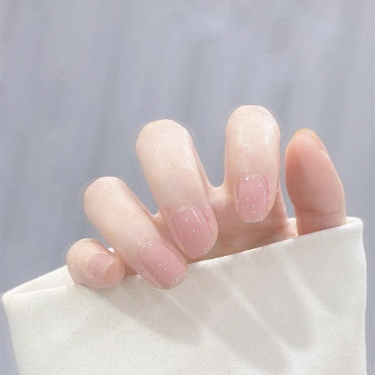 Light Petal Pink Pure Color Short Press-On Nails - Belle Rose Nails