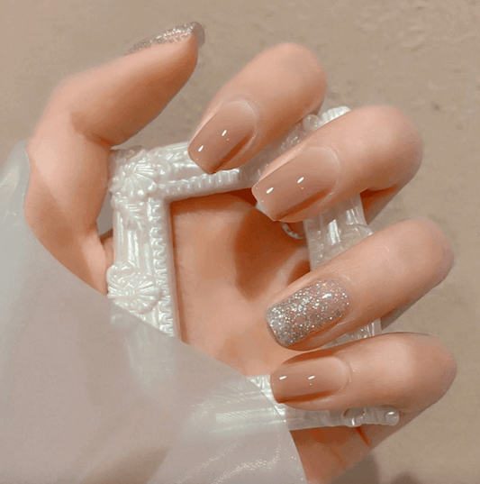 Pure Elegance French with Faux Pearls Medium Length Press On Nails