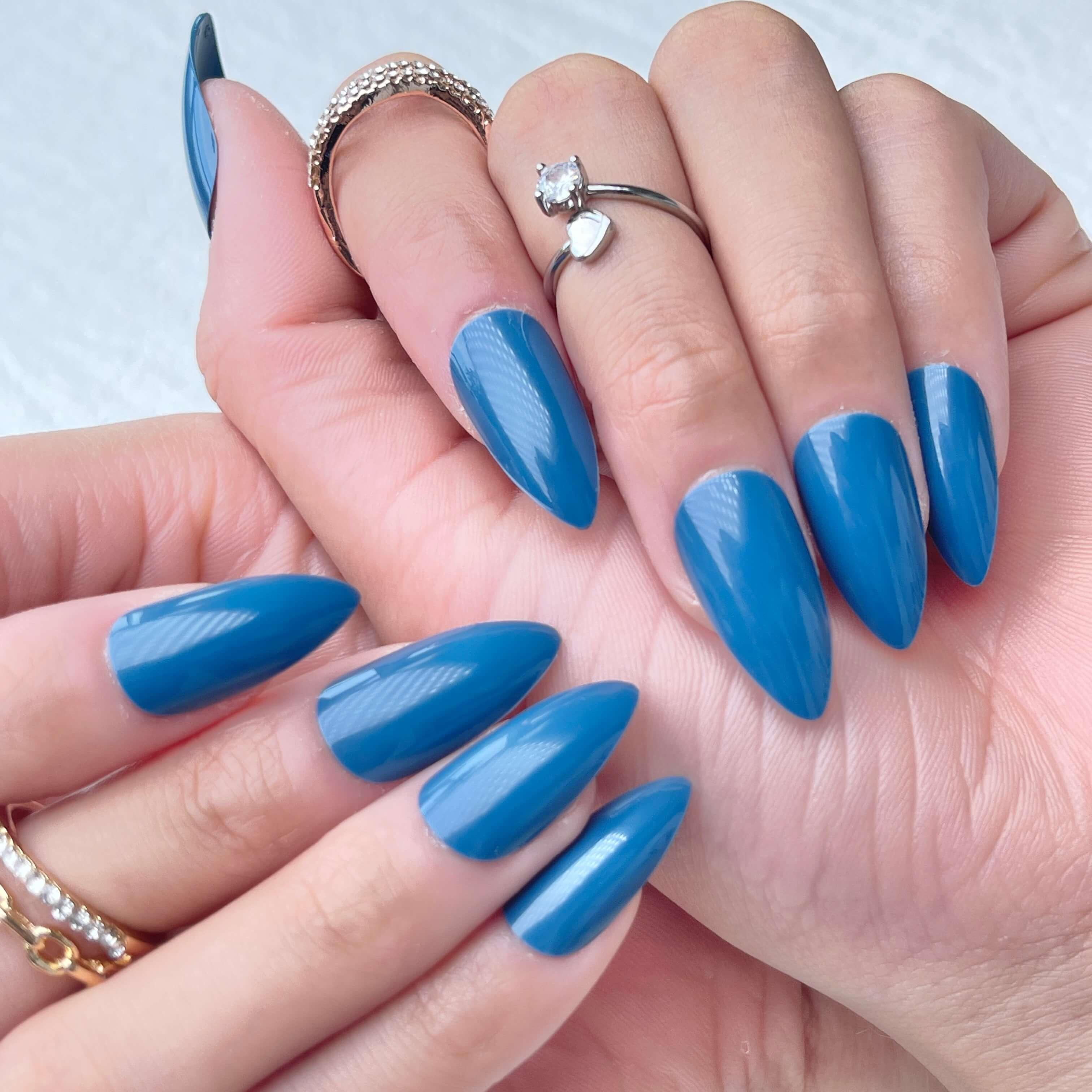 Buy Brinote Square Fake Nails Blue Short Glossy Press on Nails Solid Color  Nails Acrylic Full Cover False Nails Party Clip on Nail Tips for Women and  Girlsï¼Ë†24Pcsï¼â€° (Blue) Online at Low