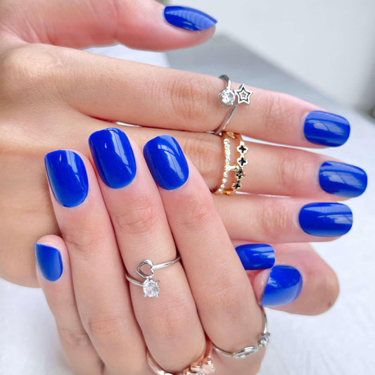 [AUTUMN SALE] Pure Color Klein Blue Short Press On Nails - Belle Rose Nails