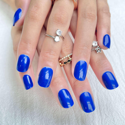 [AUTUMN SALE] Pure Color Klein Blue Short Press On Nails - Belle Rose Nails
