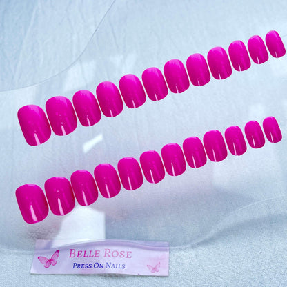 [AUTUMN SALE] Pure Color Princess Hot Purple Short Press On Nails - Belle Rose Nails
