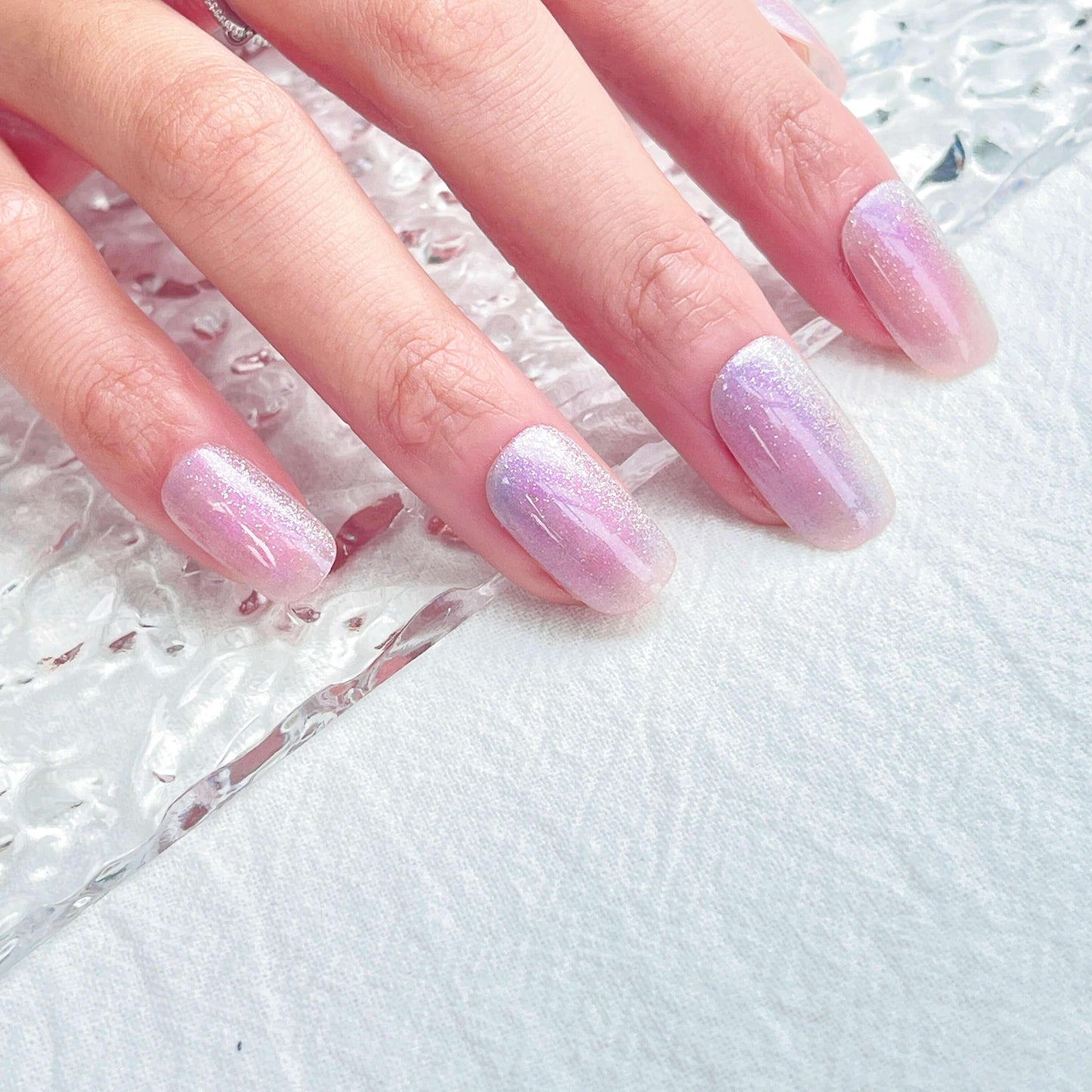 [FULL SET GLITTERING] Moonlight Glittering Purple Medium Length Press On Nails - Belle Rose Nails