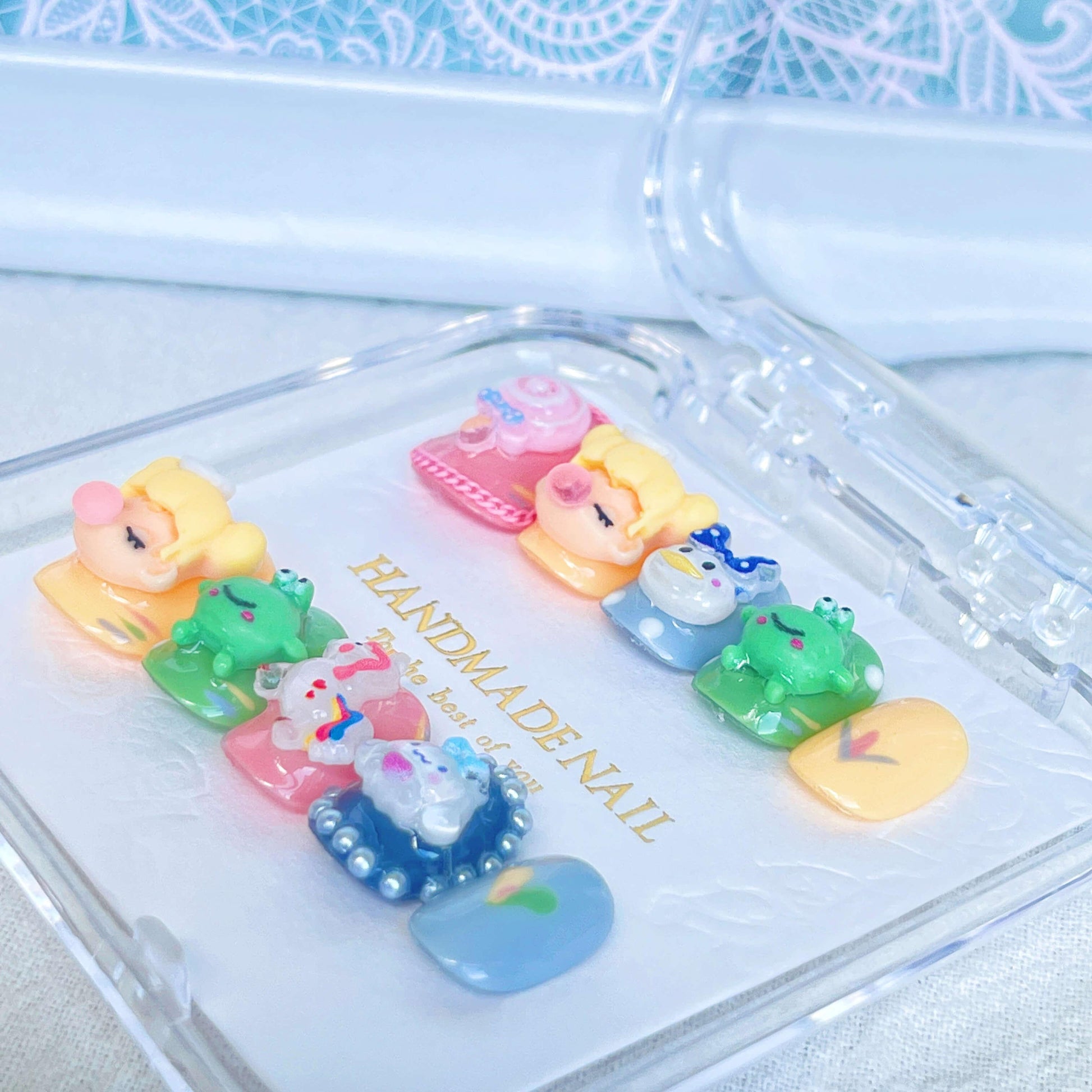 [HANDMADE] Happy Festival Bubble Girl Frog Unicorn Puppy Dog Short Press-On Nails-SPECIAL LAUNCH PRICE! - Belle Rose Nails