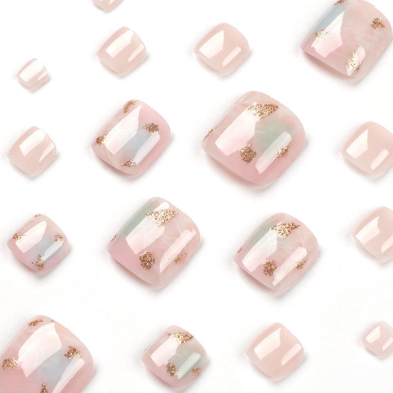 Marble with Gold Foil Pattern Toe Press on Nails - Belle Rose Nails