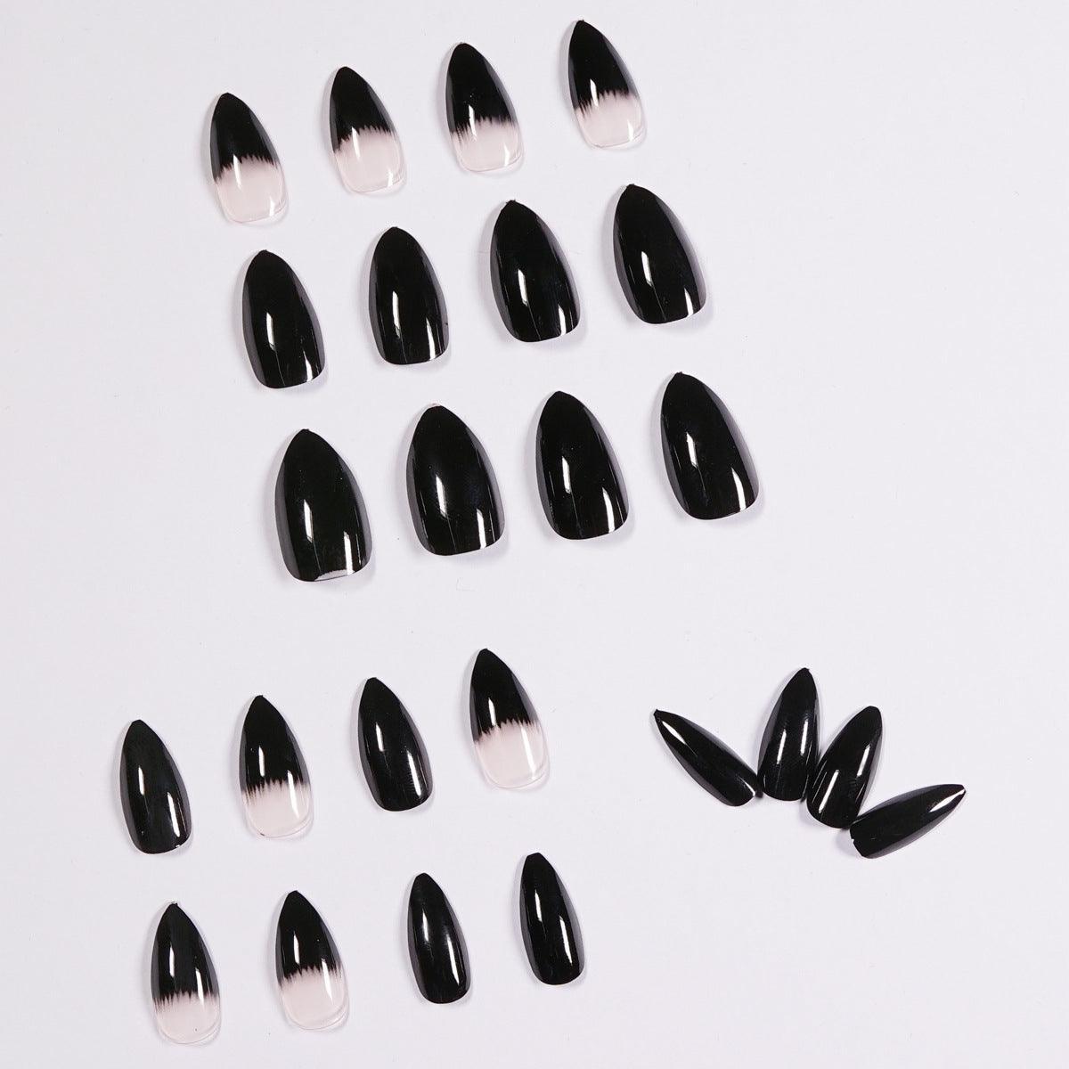 Pure Black and Black Ombre Medium Length Press-On Nails - Belle Rose Nails
