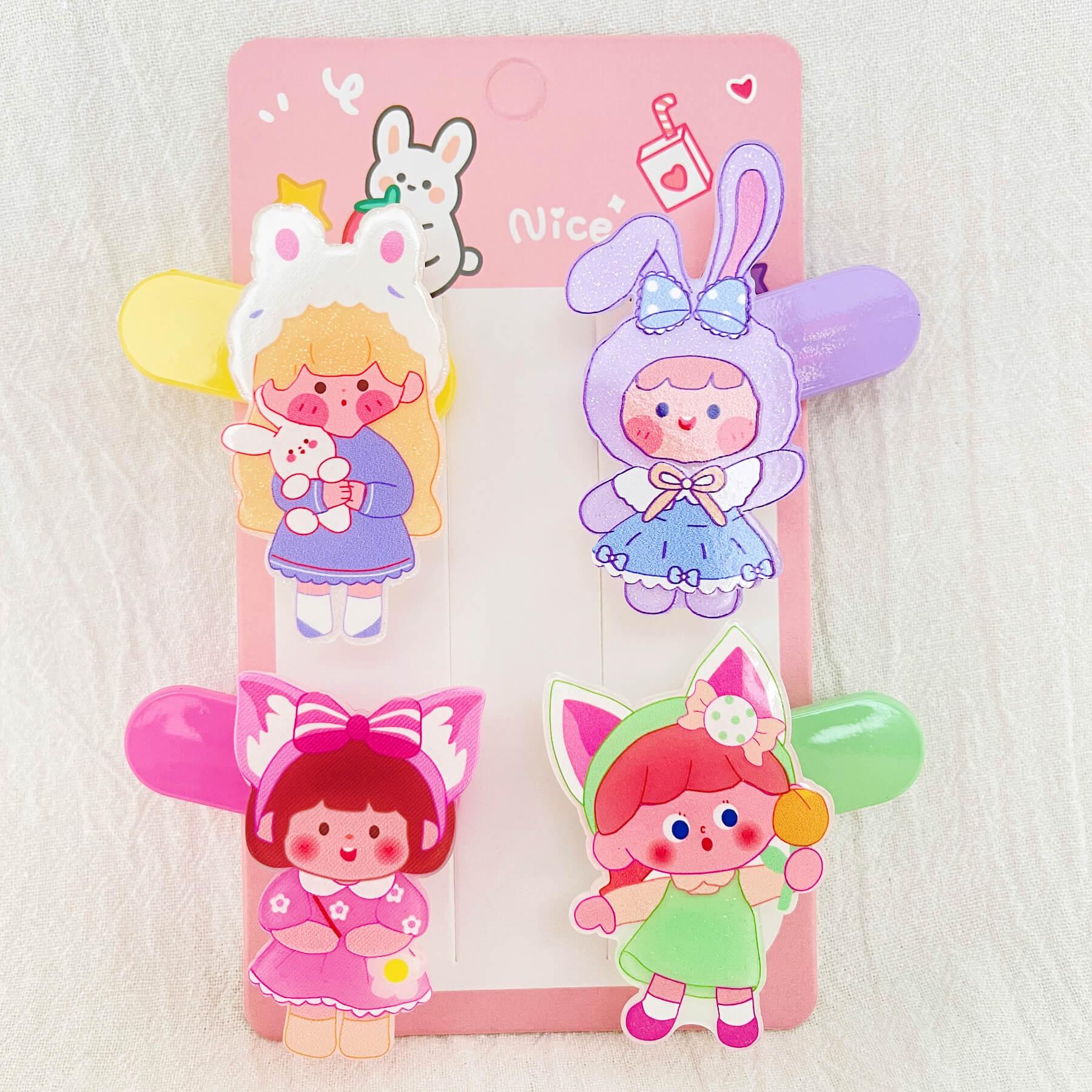 [ROTATING] 4 Pack Cute Little Girl SPINNING Hair Clip – Belle Rose Nails