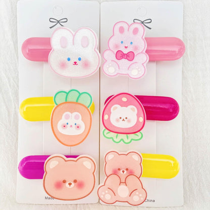 [ROTATING] 6 Pack Cute Bears and Bunny SPINNING Hair Clips - Belle Rose Nails