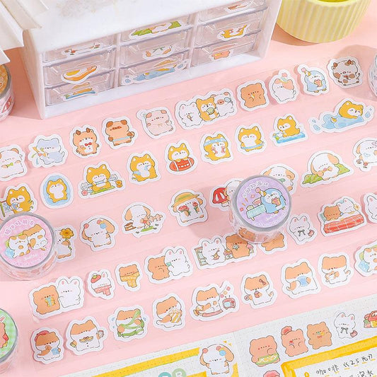 [SCOOPING TIME] 3 Rolls Cute Animal Design Stickers Transparent Tape-3CMx3M Per Roll - Belle Rose Nails