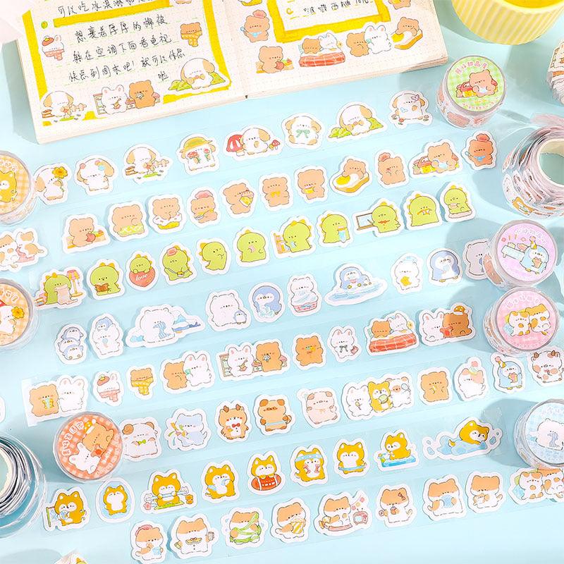 [SCOOPING TIME] 3 Rolls Cute Animal Design Stickers Transparent Tape-3CMx3M Per Roll - Belle Rose Nails