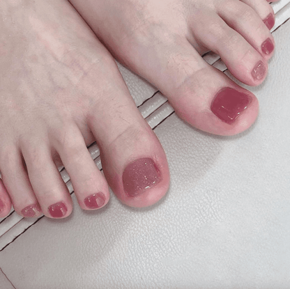 Sparkling Cherry Pink Glitter Toe Nails Press On Nails - Belle Rose Nails