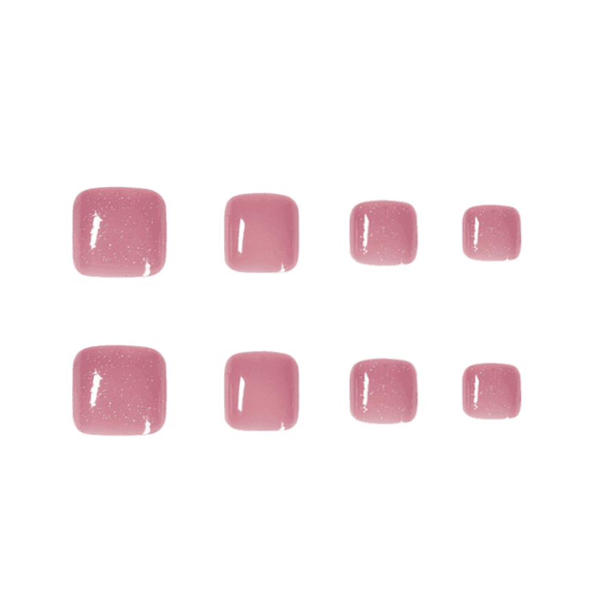 Glitter Pink Toe Nails Press On Nails – Belle Rose Nails